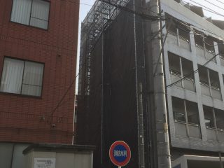 マンション屋上防水工事足場